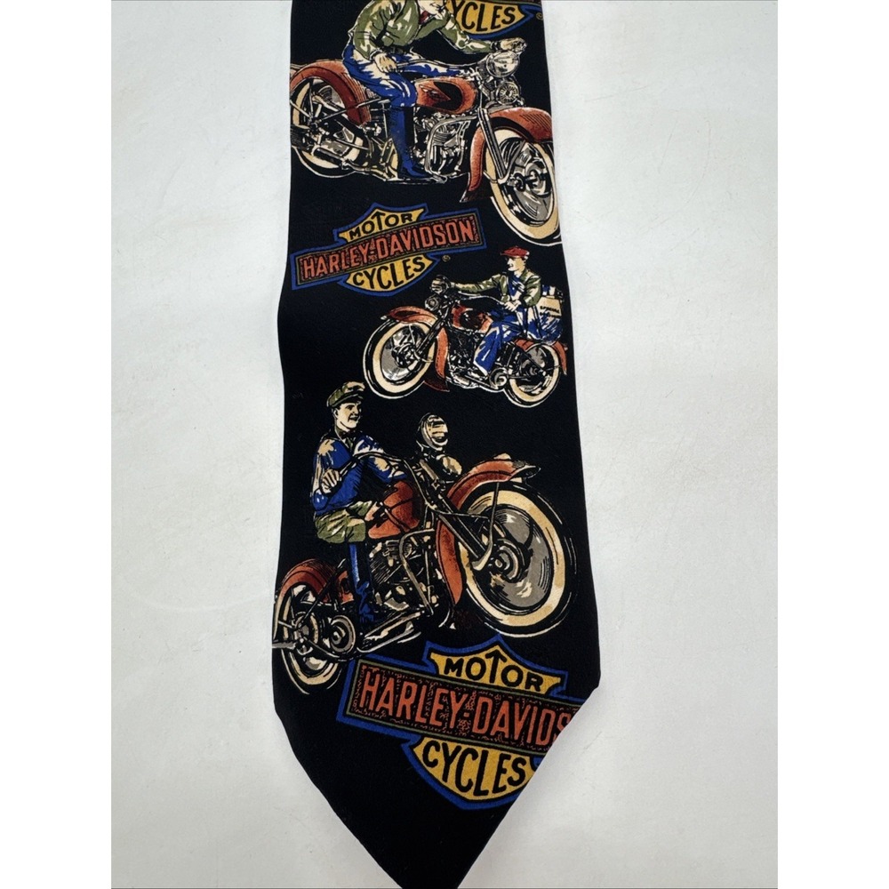 Vtg Ralph Marlin Mens Tie‎ 1994 Harley Davidson Antiques USA